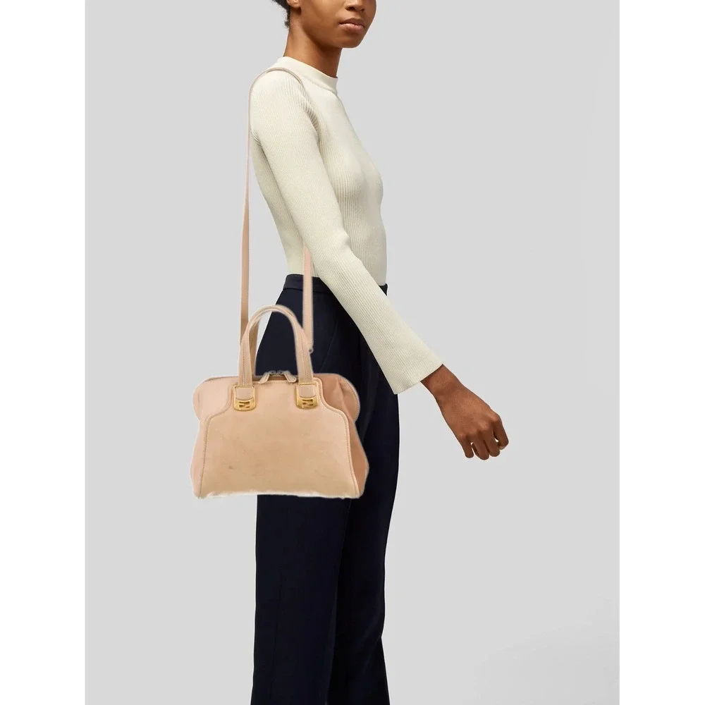 Fendi Leather Chameleon Top Handle 2way Bag Beige Nude‎ Satchel Crossbody
